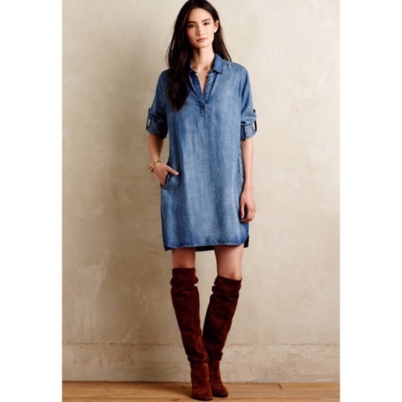 Cloth & Stone Women's Acata Chambray Denim Tunic Dress Boho Size Small - Picture 1 of 12